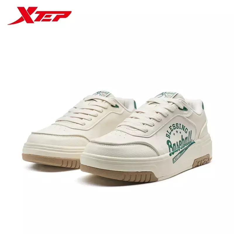Xtep Board Shoes para homens 2025 primavera antiderrapante embrulho confortável retro sola grossa moda casual sapatos brancos 975119310050