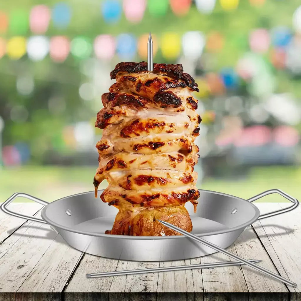 Espeto de carne vertical de aço inoxidável para churrasco grelha de espeto vertical com 3 pontas de reposição para churrasco espeto vertical grelha rack