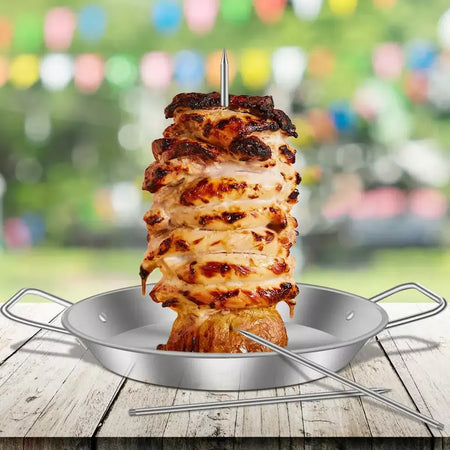 Espeto de carne vertical de aço inoxidável para churrasco grelha de espeto vertical com 3 pontas de reposição para churrasco espeto vertical grelha rack