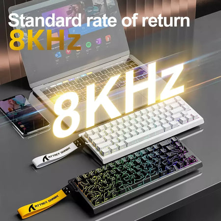 ATTACK SHARK X68HE Teclado Magnético Vermelho Com Fio Mecânico para Pro Gaming 0.01mm Trigg Rápido 8000Hz SOCD/Rs 0.125ms 128K Taxa