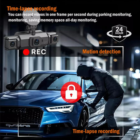 Dashcam para carros 4 canais caixa preta wifi câmera de condução fhd 1080p visão noturna gravação em loop adicionar kit de fio rígido acessórios do carro