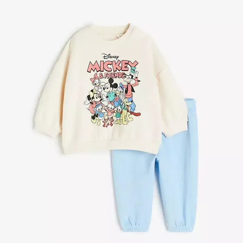 Meninas primavera outono roupas minnie impressão completa moletom + calças 2 pçs esportes casuais novas crianças dos desenhos animados moda manga longa ternos