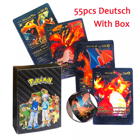 Novo 27-110 pçs cartas pokemon cartões francês inglês espanhol alemão folha de ouro silve cartões charizard vmax gx jogo coleção cartão