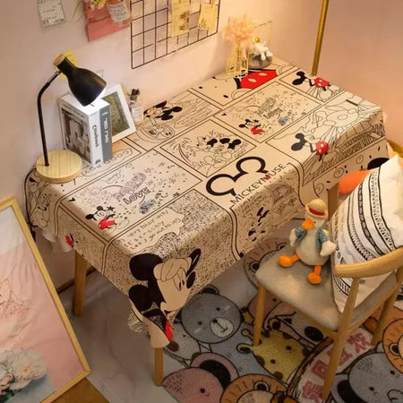 Toalha De Mesa Mickey Mouse Dos Desenhos Animados Da Disney Para Crianças, Mesa De Jantar Americana, Toalha De Mesa De Café Retro, Toalha De Mesa Quadrada
