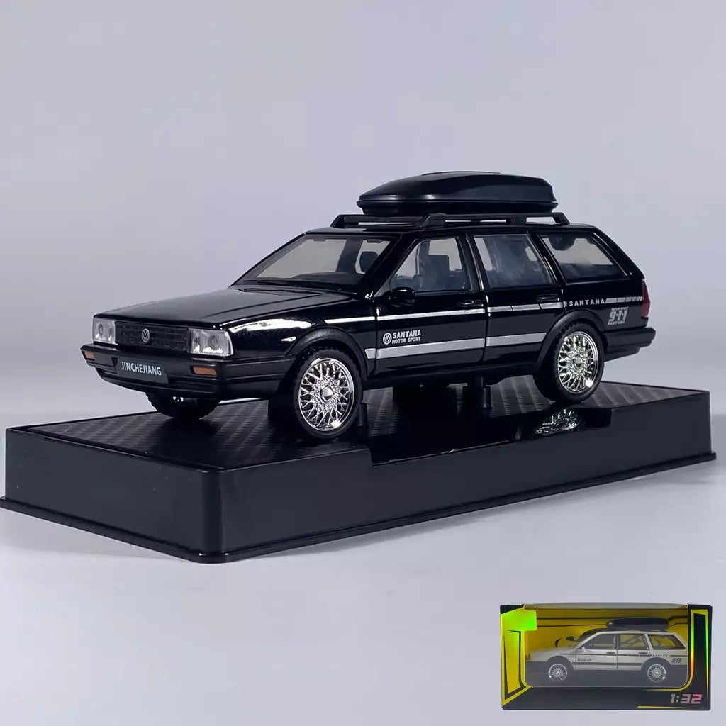 1:32 volkswagenwerk santana wagon liga de metal diecast modelo carro som & luz puxar para trás simulação clássica coleção hobby presente