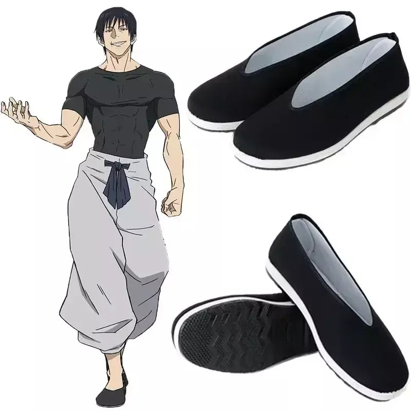 Jogo jujutsu kaisen toji fushiguro cosplay sapatos para homens mulheres kung fu sapatos halloween carnaval role play sapatos acessórios