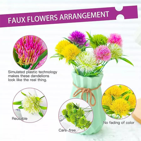 3/5/10 pçs 26cm plantas artificiais buquê de dandelion para casa decoração do quarto jardim casamento flores falsas vaso ornamental