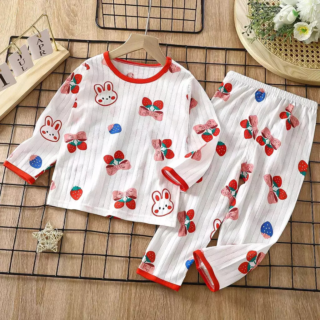 Conjunto de pijamas de manga comprida infantil, Seção fina, Roupa de bebê, Roupa doméstica, Meninos, Meninas, Crianças, Verão, Novo, 2022