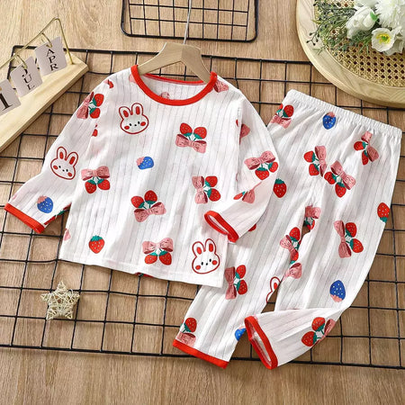 Conjunto de pijamas de manga comprida infantil, Seção fina, Roupa de bebê, Roupa doméstica, Meninos, Meninas, Crianças, Verão, Novo, 2022
