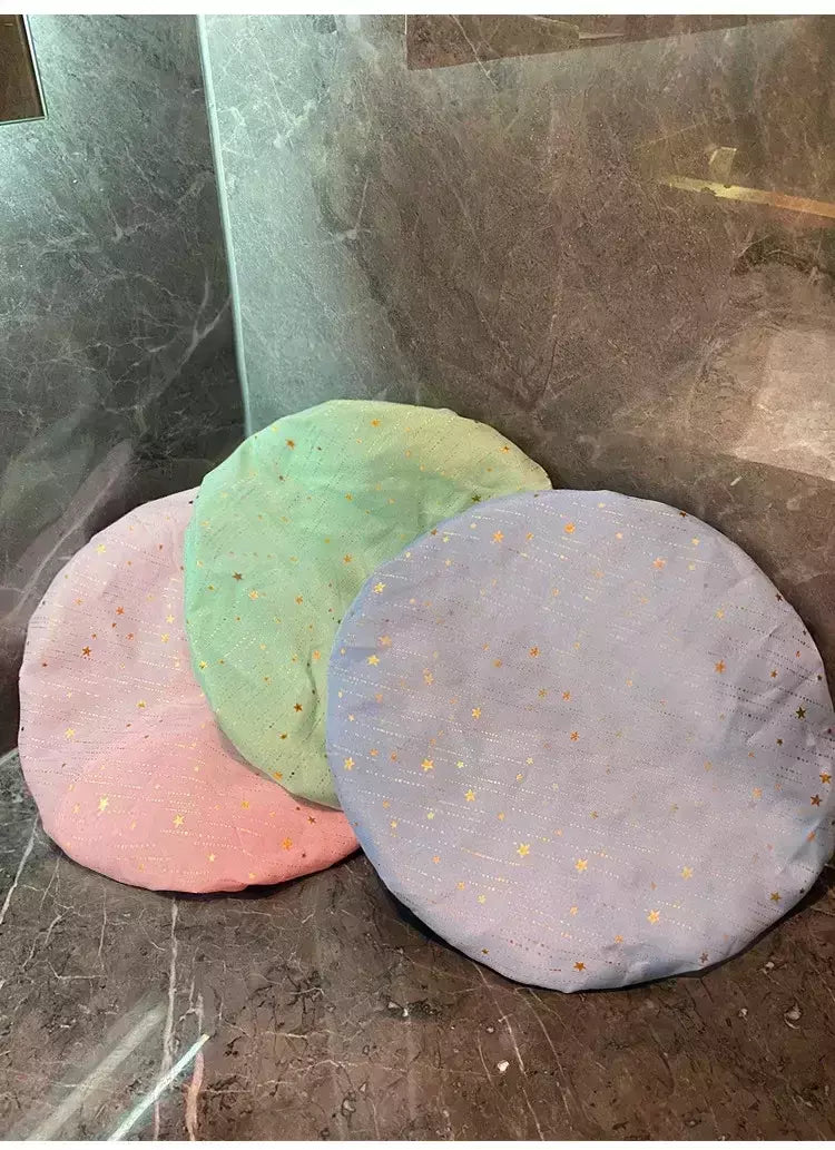 Tampa de banho impermeável de camada dupla para mulheres e crianças, touca de banho reutilizável, resistente a óleo e fumo, chapelaria durável, atacado