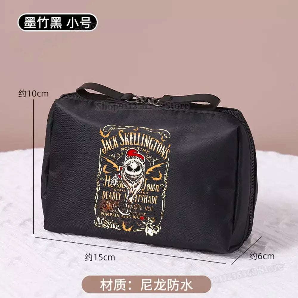 O pesadelo antes do natal saco de maquiagem figura dos desenhos animados jack skellington bolsa sacos cosméticos disney compõem casos organizadores