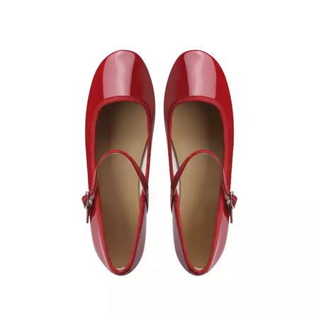 Sapatilhas Mary Jane para mulheres, sapatilhas de couro brilhante, dedo do pé redondo, sapatilhas femininas, dança, bola, nupcial, casamento
