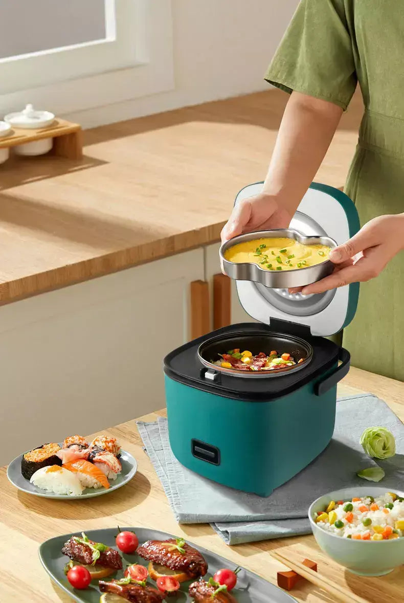 Mini panela de arroz automática, cozinha doméstica, máquina de cozinhar elétrica, 1-2 pessoas, aquecedor de alimentos, vaporizador, 1,2l, panela de arroz pequena