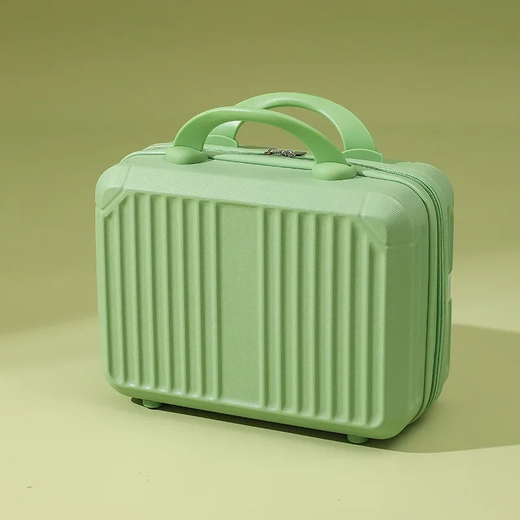 Mini caixa de maquiagem vintage, bolsa portátil de higiene pessoal, estojo pequeno para presentes cosméticos, caixa de senha compacta, 14";;VERDADEIRO;;"Estojo cosmético multifuncional de 14 polegadas,Branco com azul