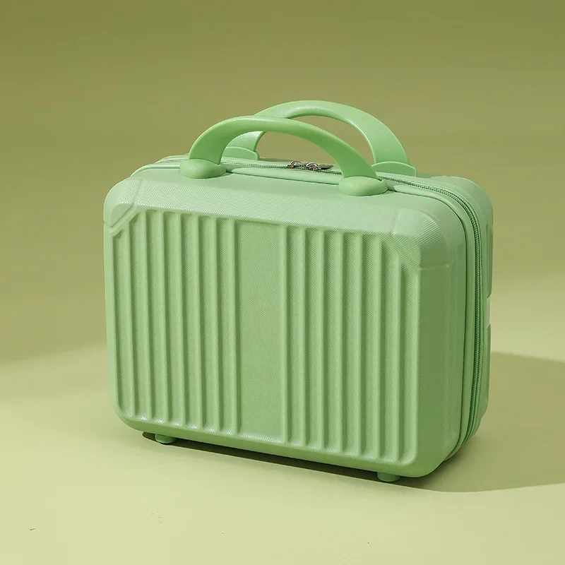 Mini caixa de maquiagem vintage, bolsa portátil de higiene pessoal, estojo pequeno para presentes cosméticos, caixa de senha compacta, 14";;VERDADEIRO;;"Estojo cosmético multifuncional de 14 polegadas,Branco com azul