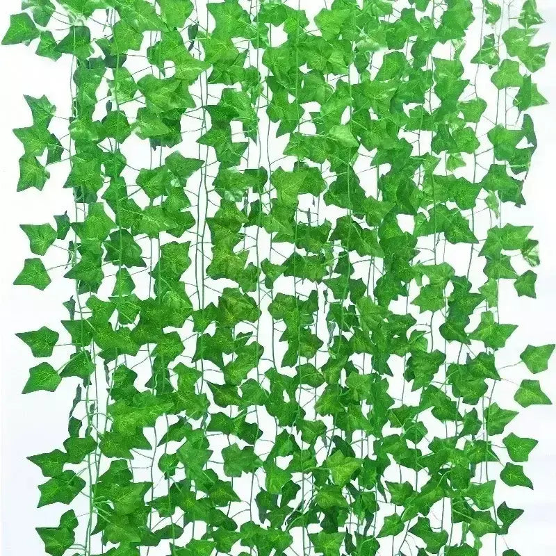 Folha de hera verde artificial rattan trepadeira folhas videira pendurado guirlanda diy flores falsas plantas para jardim festa de casamento decoração de casa