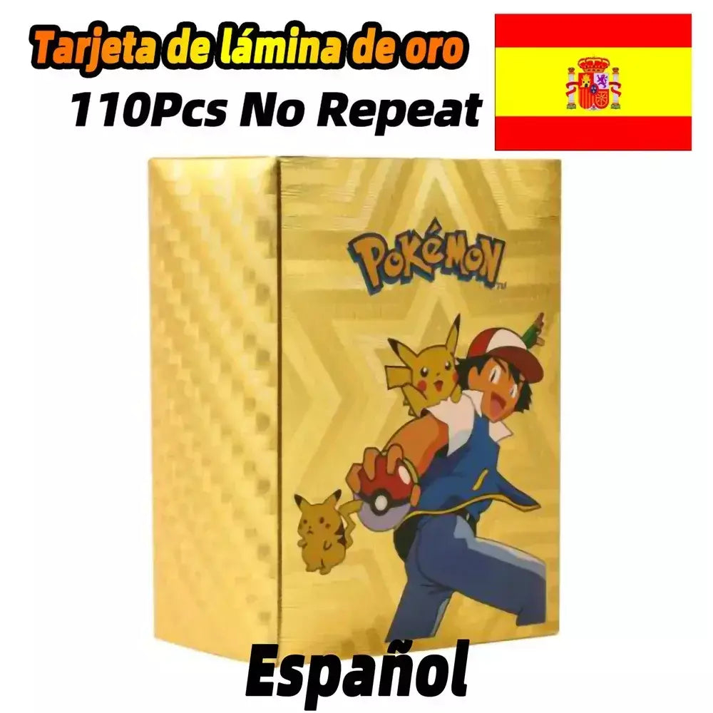 Cartão de folha de ouro colorido pokemon charizard pikachu arceus prata preto arco-íris inglês francês alemão espanhol vstar gx vmax cartões