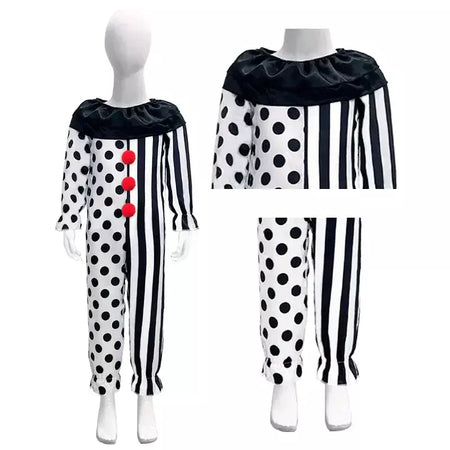 Crianças meninos meninas terrifier 3 cosplay coringa traje com máscara chapéu macacão halloween palhaço vestido criança bodysuit roupas de carnaval