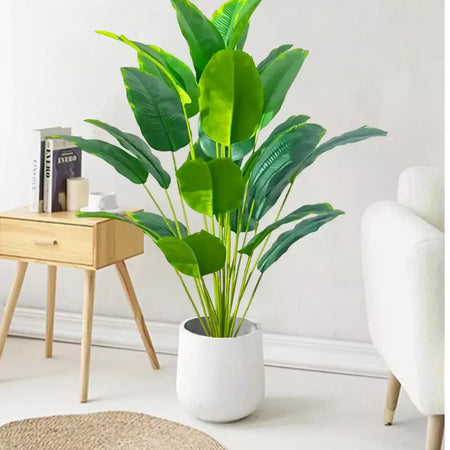 Palmeira tropical artificial 60-90-120cm(47,2 pol.) folhas de planta de banana falsa toque real planta de plástico strelitzia para jardim doméstico