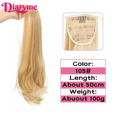 Extensões sintéticas longas do cabelo do rabo de cavalo para mulheres, preto, marrom, reistan do calor, rabo de pônei, cabelo falso, grampo no hairpiece