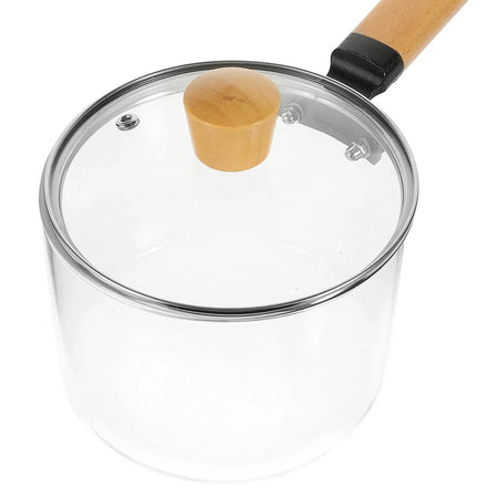 Pote de vidro de borosilicato com alça única, 1500ml, panela transparente, panela de leite, macarrão, tigela de servir, aparelho de cozinha, estoque de sopa