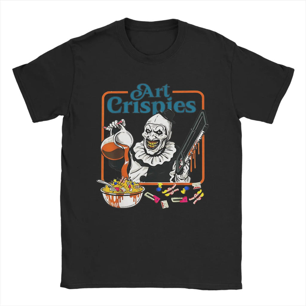 Arte Crispies Terrifier Horror Halloween Filme Homens Camiseta Incrível Camisetas Manga Curta O Pescoço Camisetas 100% Algodão 6XL Tops