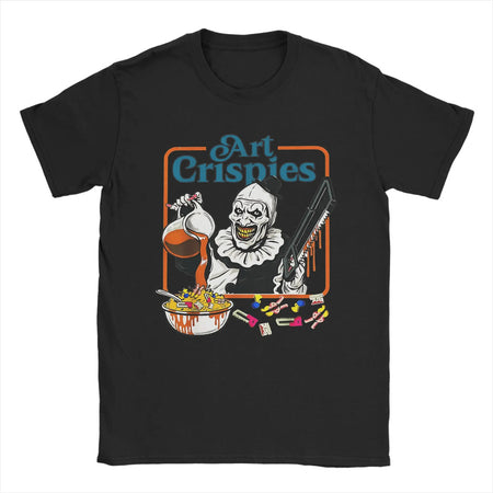Arte Crispies Terrifier Horror Halloween Filme Homens Camiseta Incrível Camisetas Manga Curta O Pescoço Camisetas 100% Algodão 6XL Tops