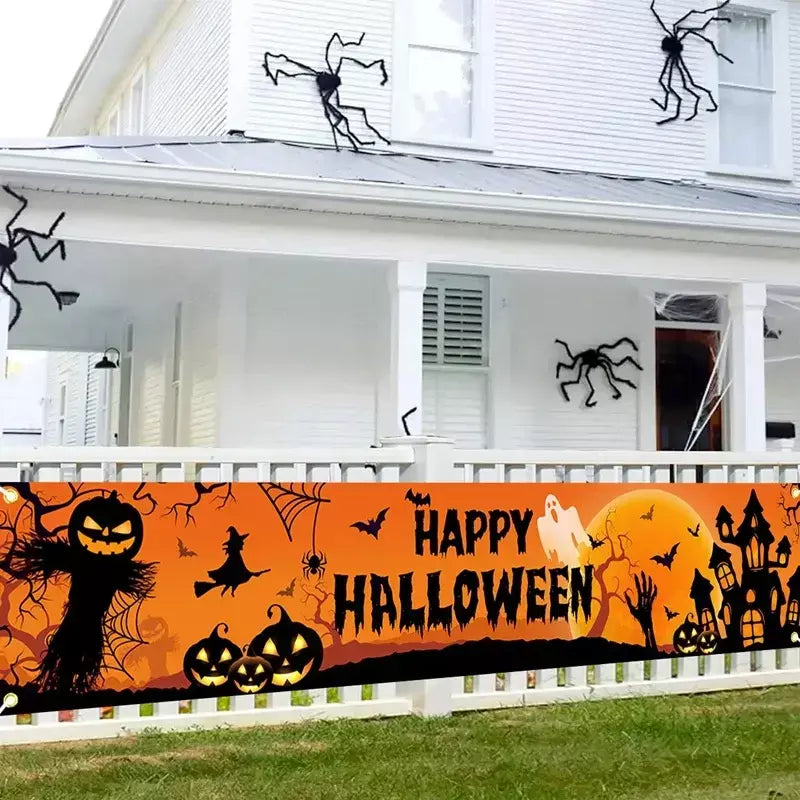 Fantasma halloween abóbora banner retro festa de halloween sinais banner decorações cerca quintal varanda sinal ao ar livre decorações terror
