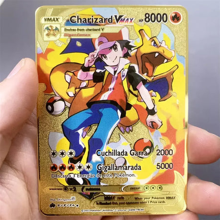 999999 Pontos hp pokemon cartão de metal charizard ouro metal super cartões inglês cartão mewtwo vmax mega anime jogo coleção presentes