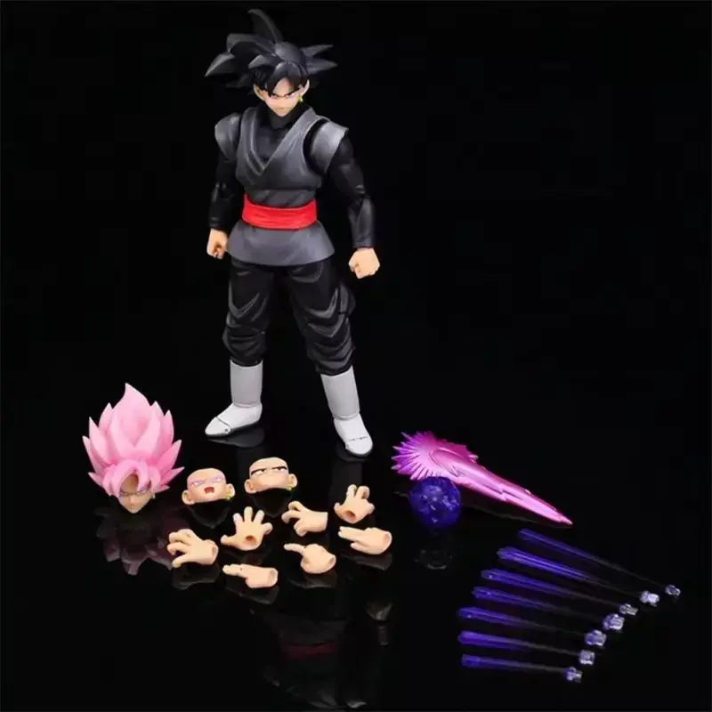 Novo 14cm anime dragon ball preto goku zamasu figura de ação super saiyan filme versão dbz modelo com vários acessórios brinquedos