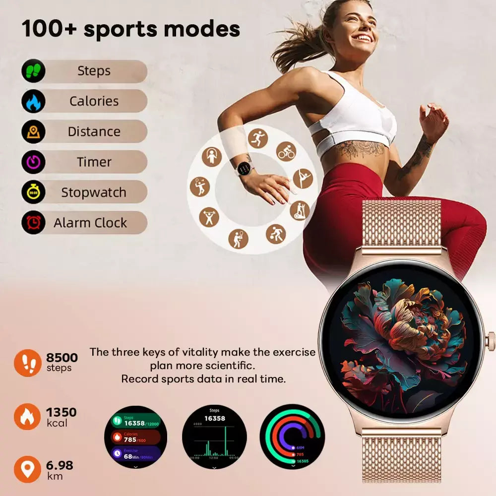 Para huawei novo ultra fino amoled relógio inteligente tela feminina sempre exibir tempo freqüência cardíaca bt chamando high-end moda smartwatch