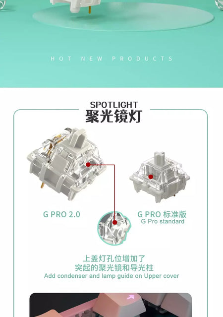 Gateron branco amarelo prata pro 2.0 v2 switch 3pin rgb linear tátil vermelho marrom switches para teclado mecânico permutável quente