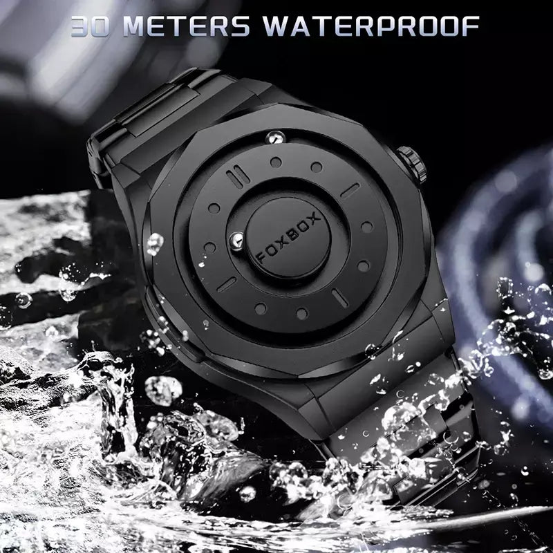 Foxbox criativo rolagem ponteiro força magnética relógios de pulso quartzo masculino esportes ao ar livre relógio à prova dwaterproof água masculino relogio masculino