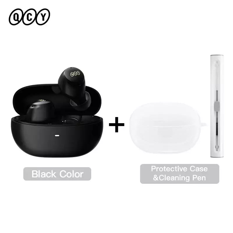 QCY-HT07 ANC Fones De Ouvido Sem Fio, Auscultadores HiFi, Cancelamento de Ruído, Earbuds TWS, 6 Microfone, Chamada AI HD, Reprodução 32H, 40dB, Bluetooth 5.2