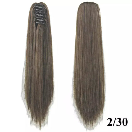 Longo reto sintético rosa ombre extensão do cabelo peruca garra rabo de cavalo pônei fada cauda falso peças de cabelo clipe na peruca