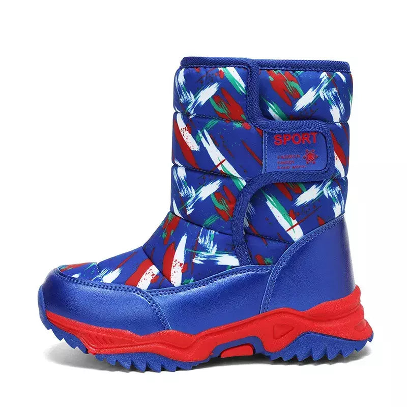 2023 inverno crianças sapatos de pelúcia tecido impermeável antiderrapante sapatos da menina sola de borracha botas de neve moda quente botas ao ar livre