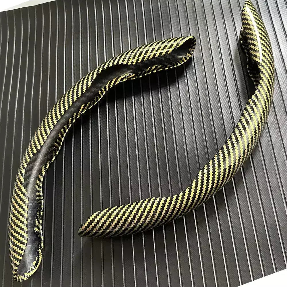 2 pçs laser de fibra de carbono silicone capa de volante do carro 1k micro fibra couro pvc roda impulsionador capa antiderrapante universal