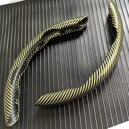 2 pçs laser de fibra de carbono silicone capa de volante do carro 1k micro fibra couro pvc roda impulsionador capa antiderrapante universal