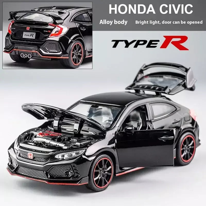 1:32 honda civic tipo-r liga carro esportivo diecast modelo de metal carro ornamentos de controle central modelo de carro em miniatura crianças brinquedos presente