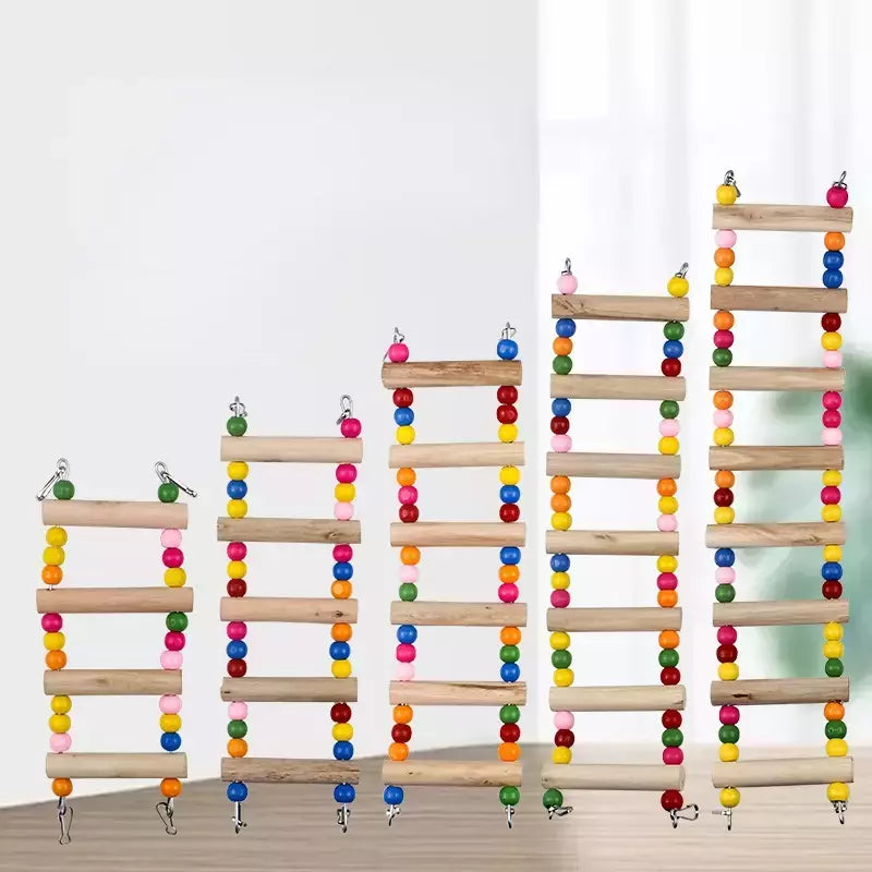 Pássaro papagaio brinquedos colorido pendurado gaiola escadas de escalada com papagaios de madeira natural suspensão ponte balanço brinquedos pássaro brinquedo suprimentos
