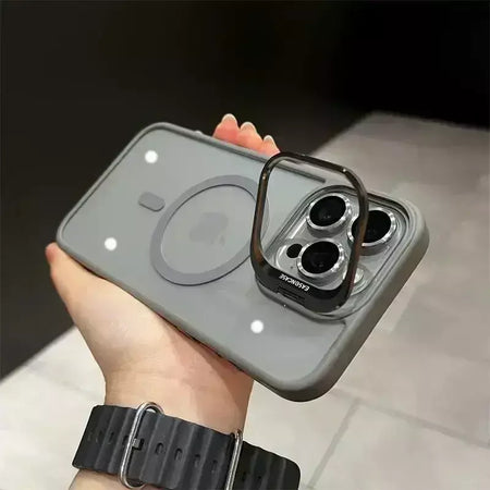 Magsafe suporte de proteção de lente magnética capa de telefone para iphone 17 12 13 14 15 16 pro max câmera vidro transparente anel de metal capa