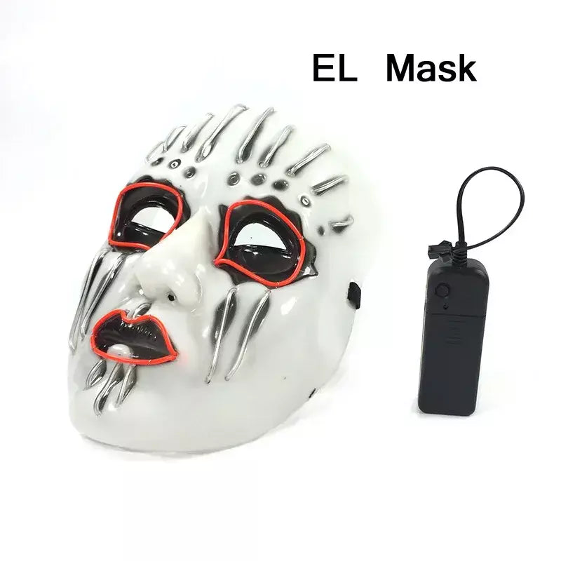 Led slipknot máscara dj halloween masquerade cosplay traje adereços assustador máscara brilhante para adultos homens halloween slipknot máscara