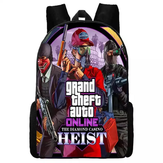 Mochila escolar impermeável para meninos e meninas, mochila para Grand Theft Auto Collage, jogo de aventura, bolsa GTA