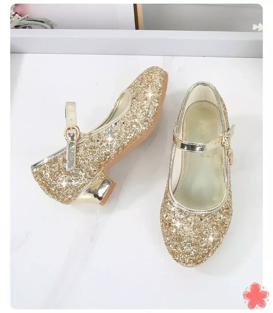Meninas sapatos crianças salto alto glitter sandálias de cristal moda fivela crianças princesa sapato dança estudante desempenho sapatos de couro