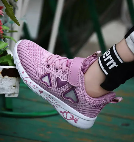 Meninas sapatos casuais luz malha tênis crianças verão primavera outono tenis bonito esporte dos desenhos animados feminino correndo meia calçado