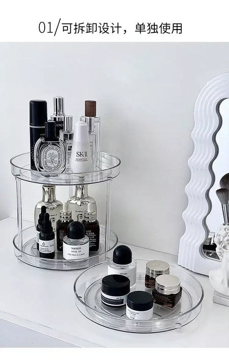 360 ° Rack giratório para cosméticos, prateleira para banheiro, grande capacidade, perfume, aromaterapia, cuidados com a pele, organizador de armazenamento de produtos