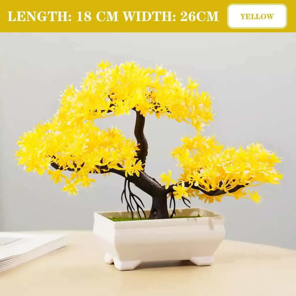 Plantas artificiais em vaso bonsai lindas pequenas plantas de árvore flores falsas ornamentos em vaso para casa jardim decoração oficial do hotel
