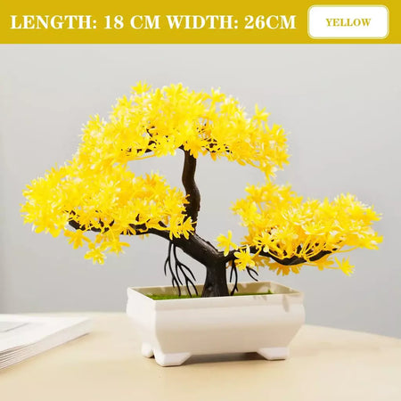 Plantas artificiais em vaso bonsai lindas pequenas plantas de árvore flores falsas ornamentos em vaso para casa jardim decoração oficial do hotel