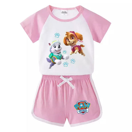 Boys Paw Patrol T-shirt manga curta Top e Shorts Set, bebê meninos roupas, roupas dos desenhos animados, terno verão, novo conjunto infantil, 2022, 2pcs