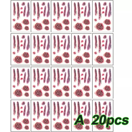 5/10/20 pçs halloween cicatriz tatuagem temporária adesivos 3d falso cicatriz tatuagens adesivo vermelho sangue coágulo rosto tatuagem à prova dwaterproof água cosplay g
